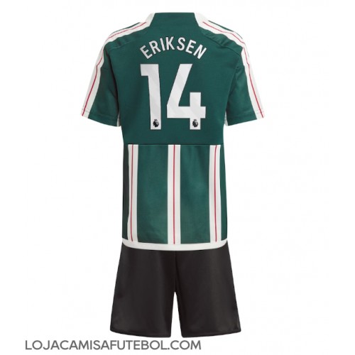Camisa de Futebol Manchester United Christian Eriksen #14 Equipamento Secundário Infantil 2023-24 Manga Curta (+ Calças curtas)